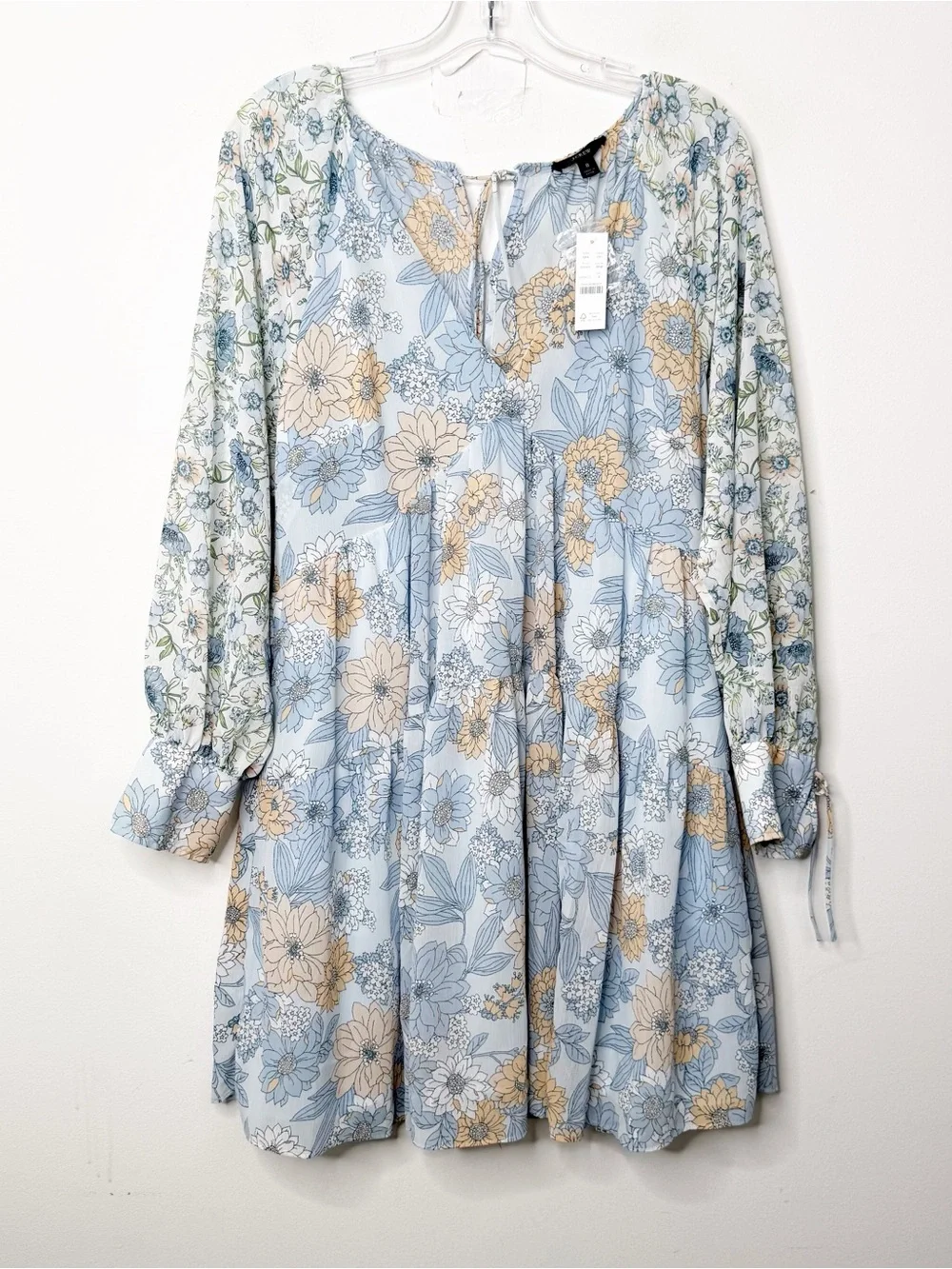 NWT J. CREW | Long-sleeve Crinkle Chiffon Dress in Mixed Floral Print Sz. 8